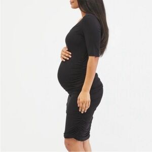 Isabel Maternity Black Long Sleeve Body con Dress